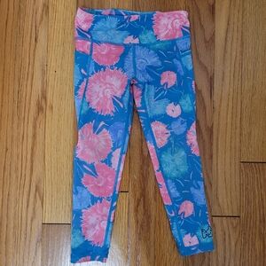 Prodoh Toddler Girl Leggings Sz 3T Palm Frond Pink & Blue Marquin Collab UPF 50+